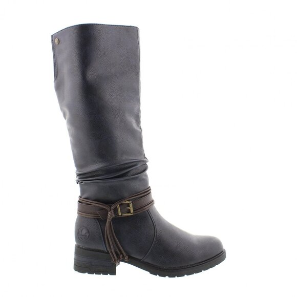 NEW RIEKER High Shaft Comfort Boots Blue Night FOR WOMEN 563MN - Picture 1 of 9